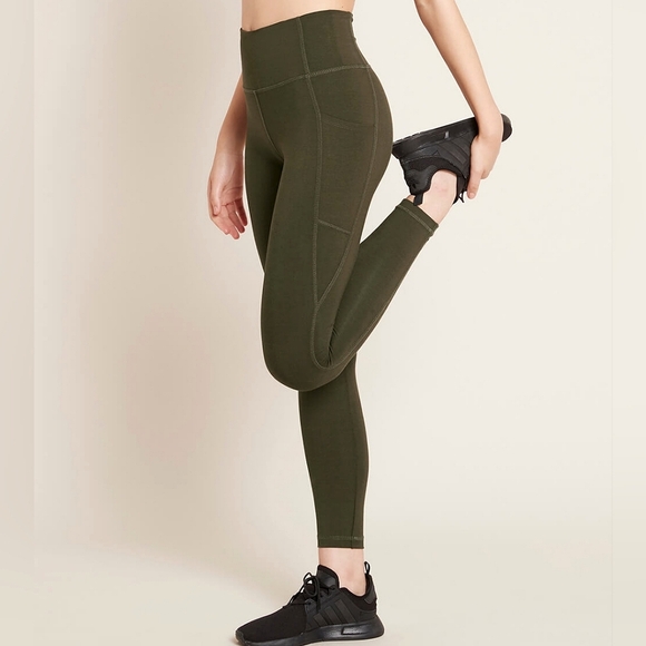 NWT BOODY EcoWear Motivate Full Length High Waist Tights - Dark Olive - Large - Picture 3 of 8